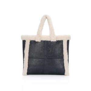 MAXIMILIAN Shearling tote bag - Navy, Real Fur